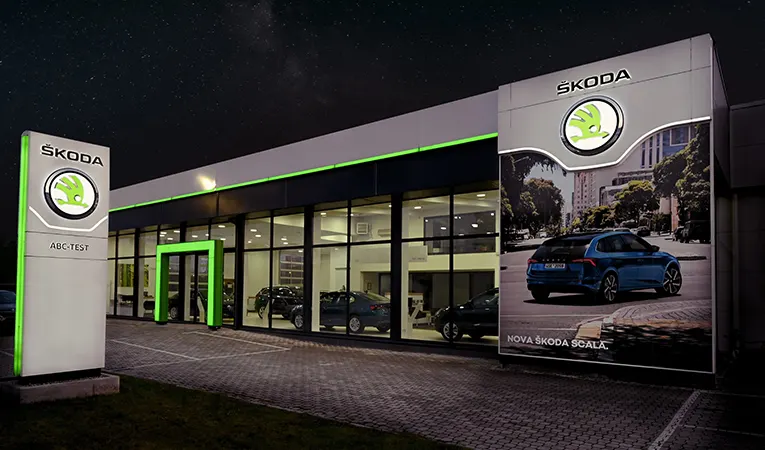 Osvetljeni ABC Test Škoda salon u Valjevu